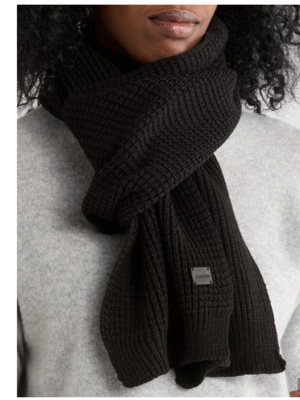 AllSaints All Saints Angled Stitch Knit Wool Bland Scarf